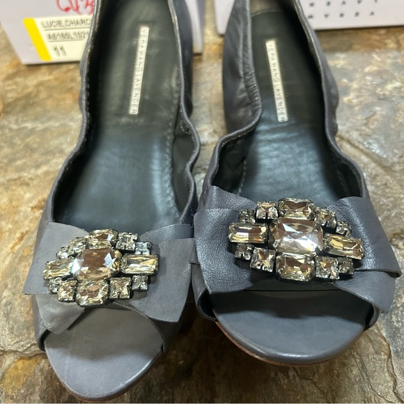 NIB Vera Wang Lavender leather ballet flats Charcoal Gray never worn 11 NEW HTF! - Picture 3 of 11